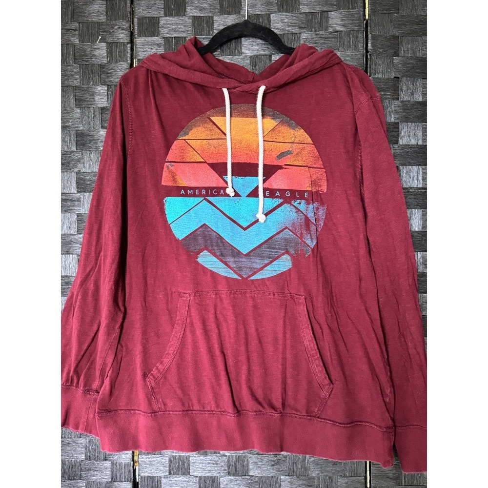 American Eagle Mens Lightweight Hoodie Sweatshirt Classic Fit Long Sleeve Large